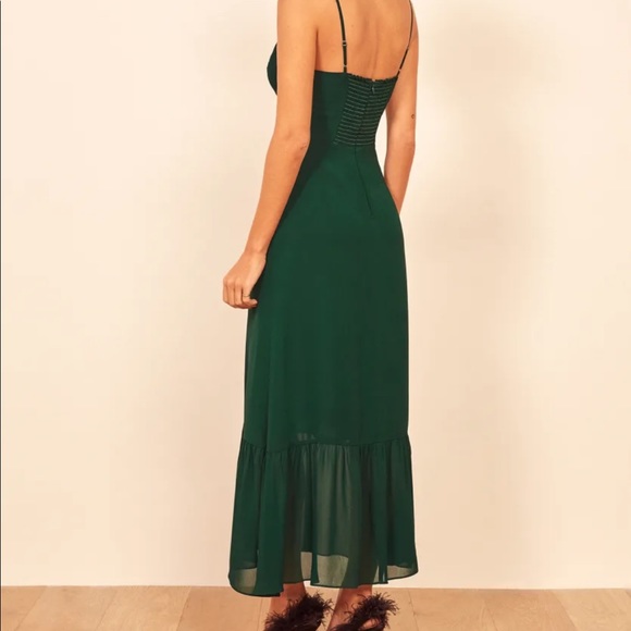 🍀Reformation Emersyn Dress Emerald - Picture 2 of 7